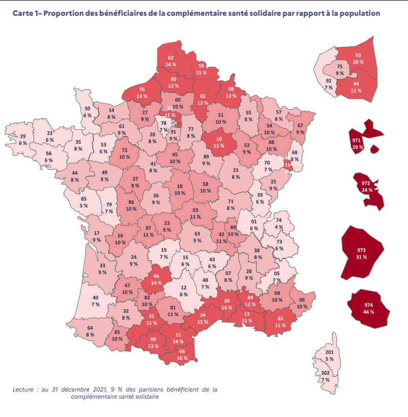 où vivent les bénéficiaires de la Complémentaire santé solidaire