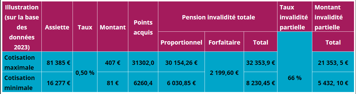 Exemple pension d'invalidité CIPAV 2023